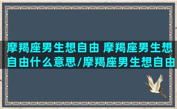 摩羯座男生想自由 摩羯座男生想自由什么意思/摩羯座男生想自由 摩羯座男生想自由什么意思-我的网站